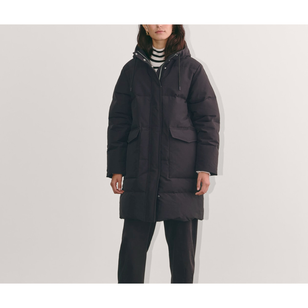 Everlane The Long Puffer Black Cotton Jacket Size XXS